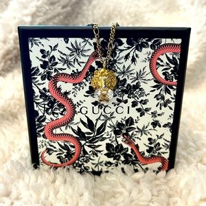 GUCCI Lion Head Necklace with clear crystal
